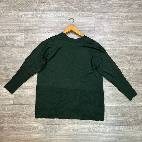 Terra & Sky 1X Plus Size Green Cardigan Sweater Lightweight Ribbed Knit - Picture 2 of 8